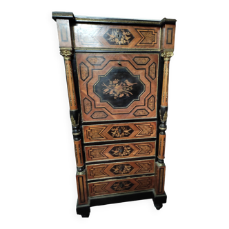 Old secretary (19th century) in precious wood marquetry