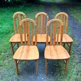 5 vintage pine chairs mountain chalet