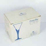 6 crystal glasses Florian Blue Light & Music by Luigi Bormioli, Italy of the 1980s