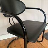 Armchair in black aluminum and leather by Effezeta, 1970