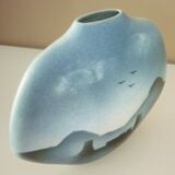 Lens vase designed by Yves Mohy, glazed ceramic by Virebent, 1970s