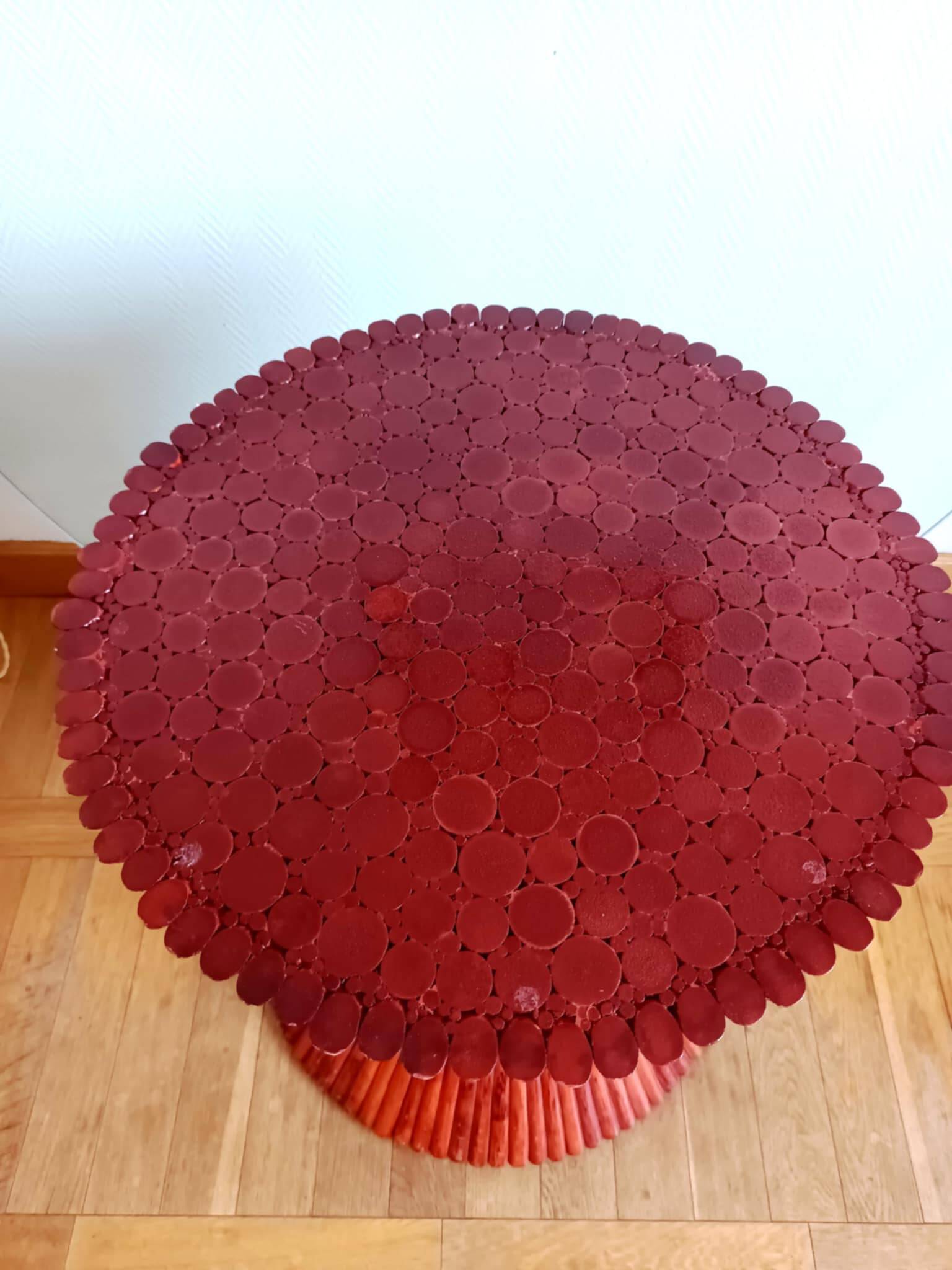 Maugrion Roche Bobois prestige rattan wheat ear table 1980