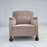 1950s, Danish artdeco armchair, furniture wool, oak wood legs.