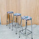 Set of 3 chrome tubular steel bar stools