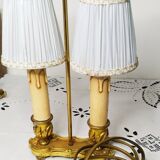 2-light hot water bottle lamp in gilded brass, bedside lamp, desk lamp