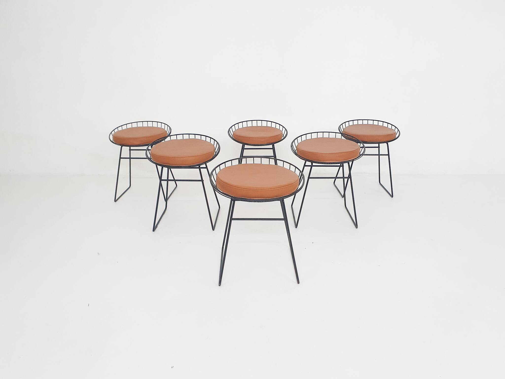 Cees Braakman for Pastoe KM05 metal wire stools, The Netherlands 1958