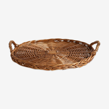 Large round wicker tray
