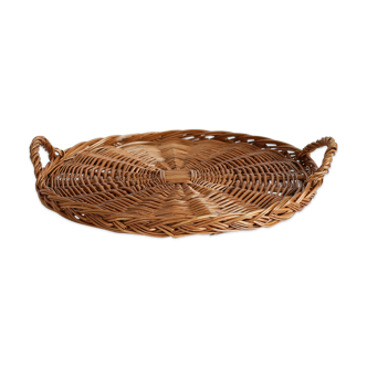 Large round wicker tray