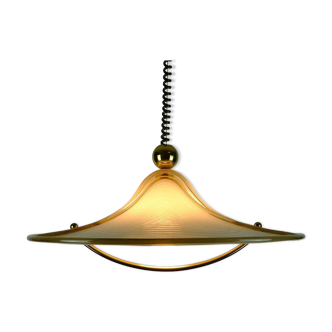 large cristallux hustadt adlustable PENDANT LAMP acrylic and brass