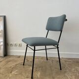 Set of 4 chairs from the 1950s in sky blue fabric