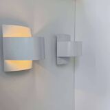 Pair of vintage wall lights, white lacquered metal, Peter Celsing Sweden 1960