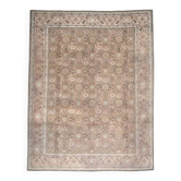 1970s Vintage Persian Handmade Wool Cotton Light Brown Area Rug 290x372