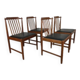 4 chaises scandinaves en teck à barreaux années 60