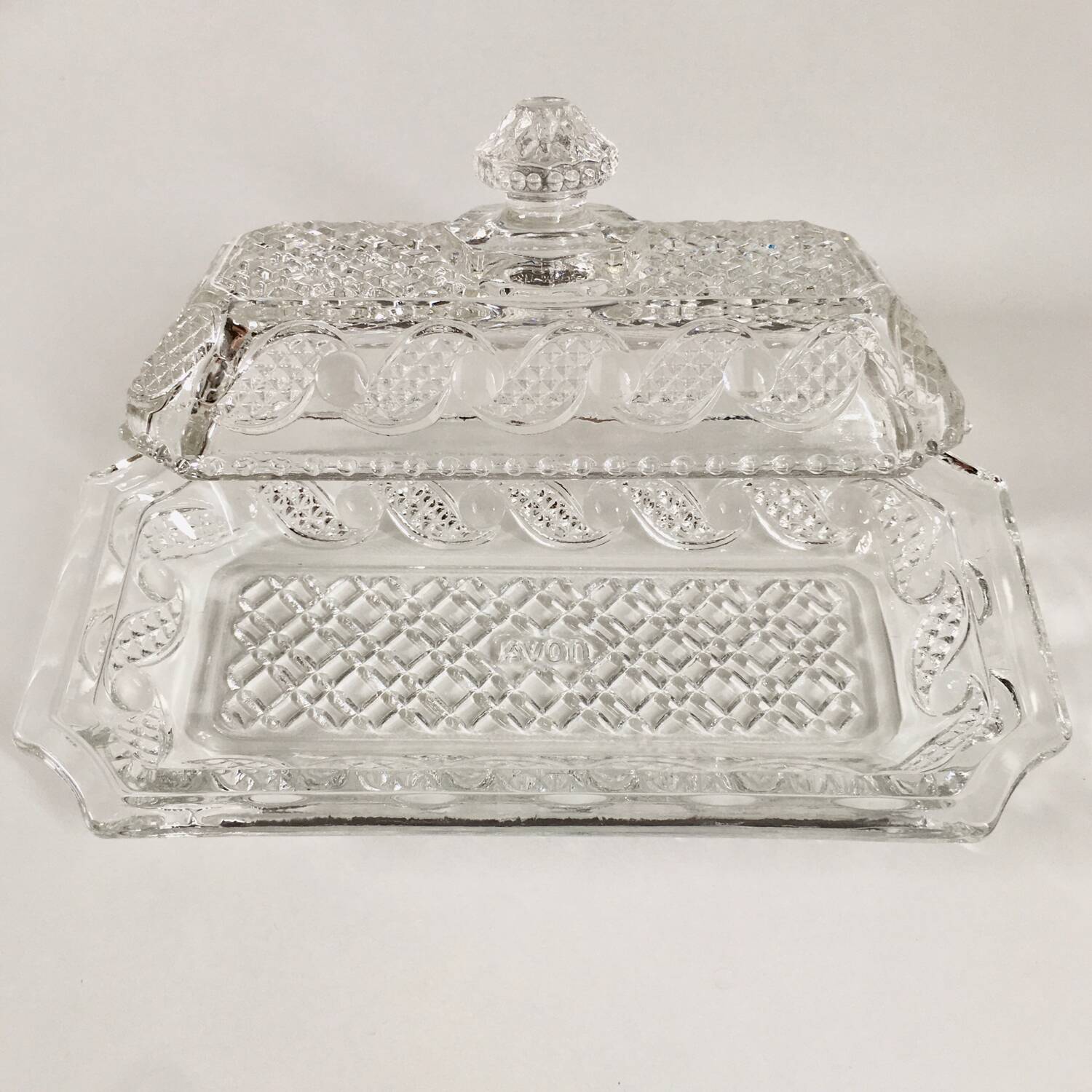 Vintage glass butter dish