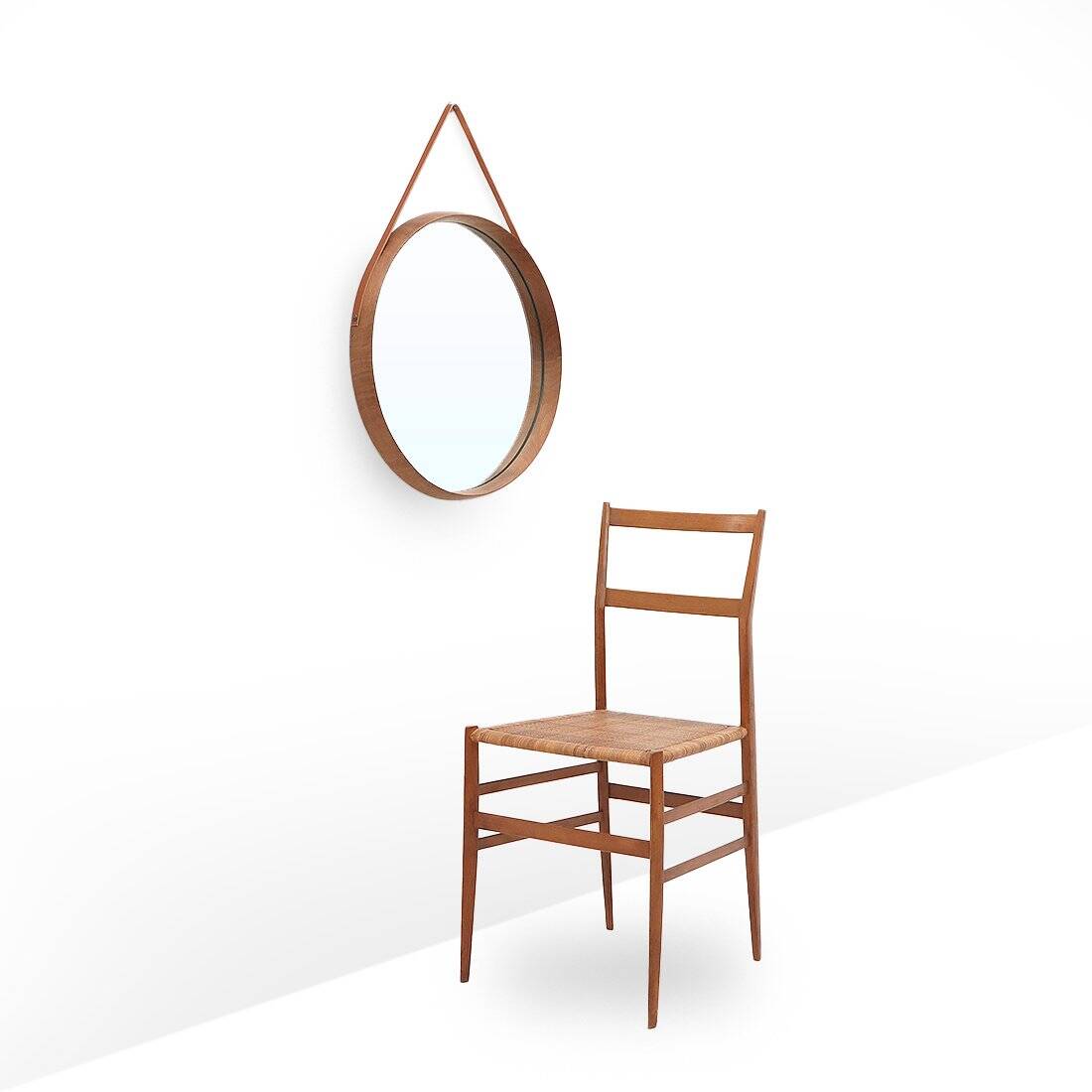 Round mirror with teak frame, 1960s