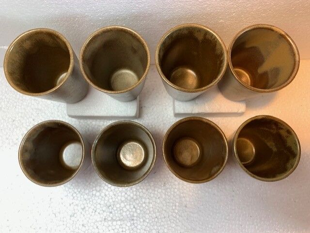 Set of 8 vintage Digoin stoneware tumbler glasses