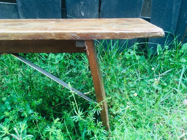 lot of 10 '30s bistro benches in pretty pattine fir