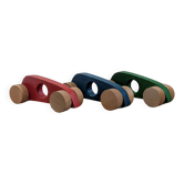 Trio of vintage wooden racing cars