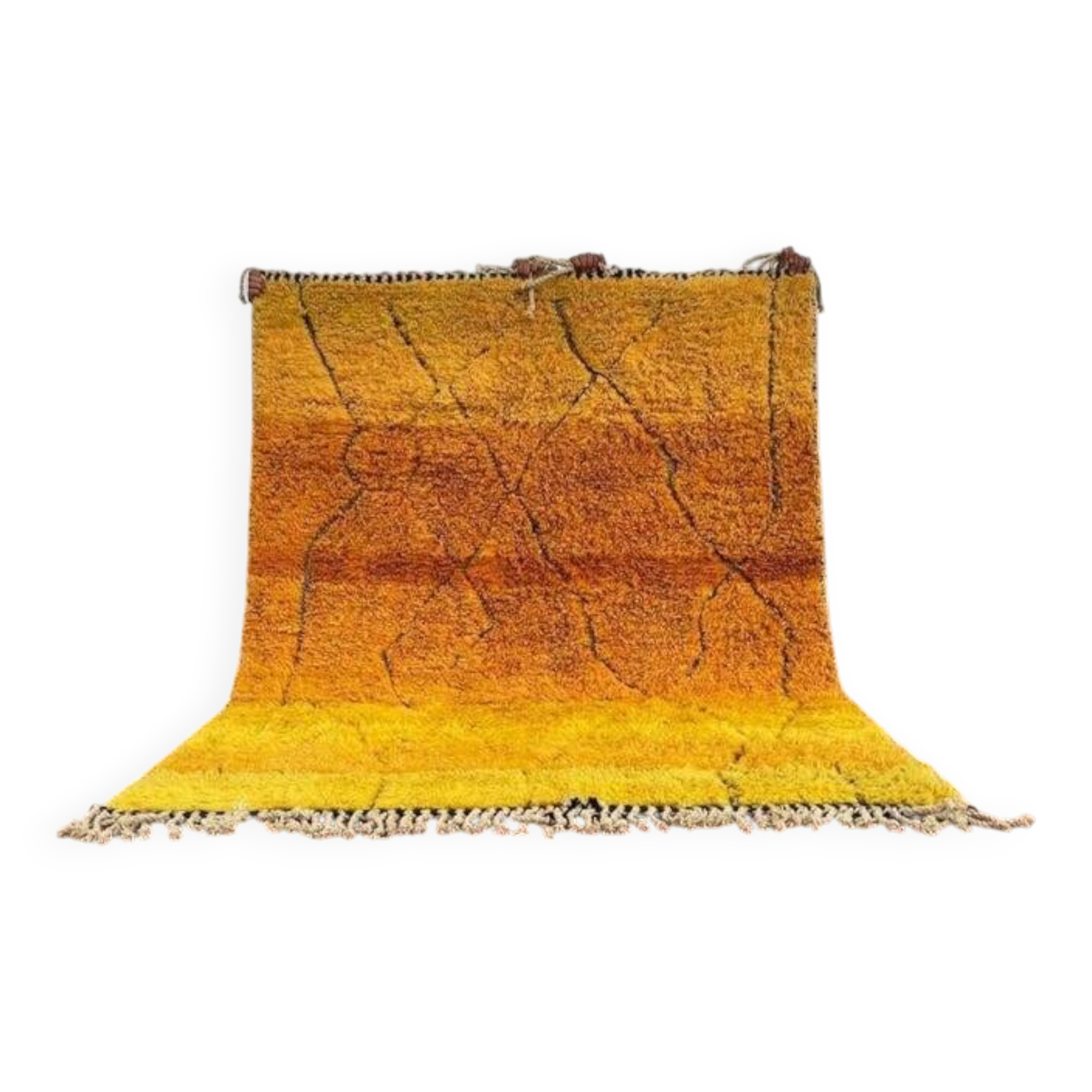 Moroccan Beni Ouarain rug 300 × 200 cm – saffron yellow and black