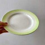 lot de 5 assiettes à dessert Digoin vert et jaune clair dégradé pastel années 40-50
