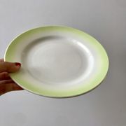 set of 5 dessert plates Digoin green and light yellow gradient pastel years 40-50
