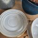 Set of 2 porcelain cups with saucers