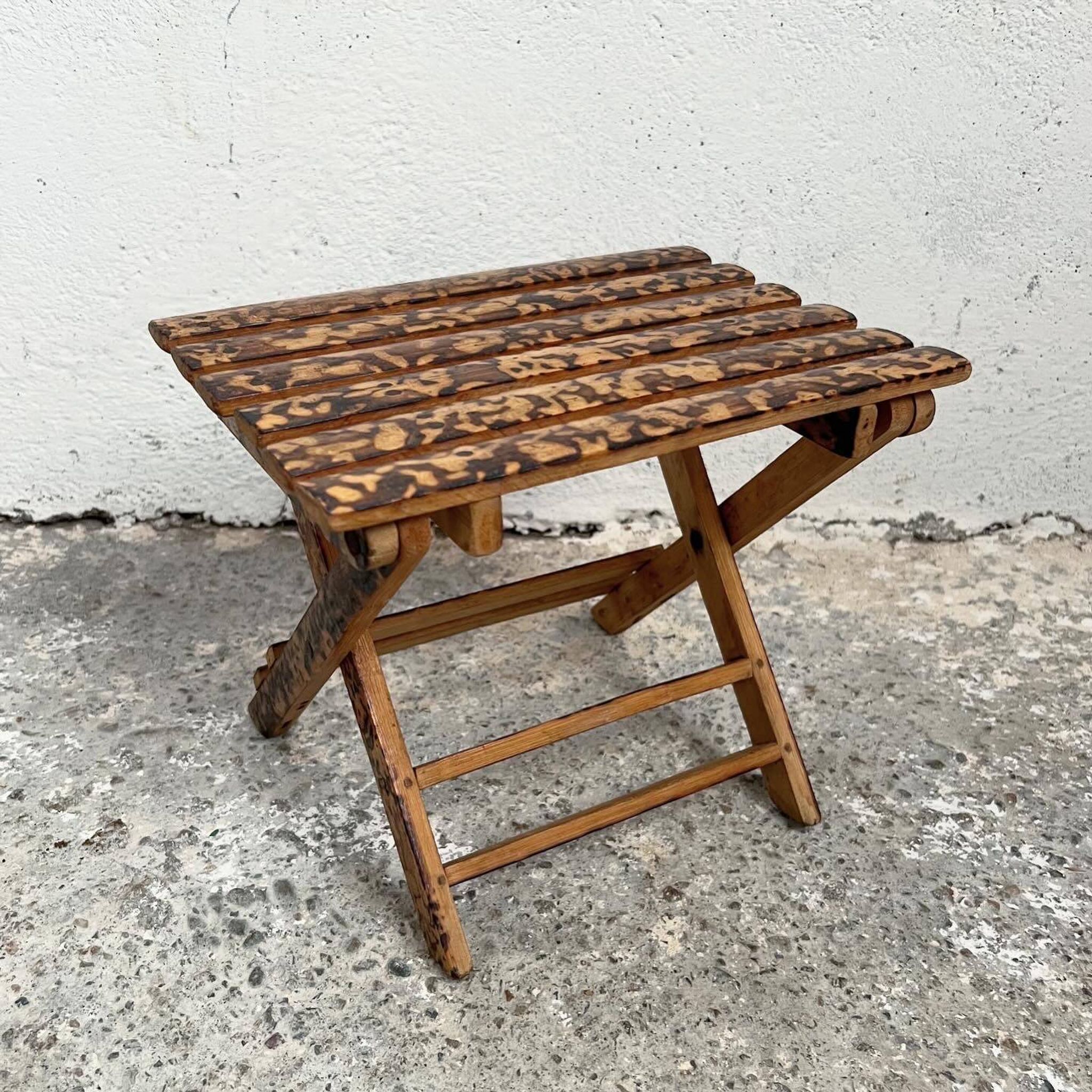 Small folding stool in exotic wood