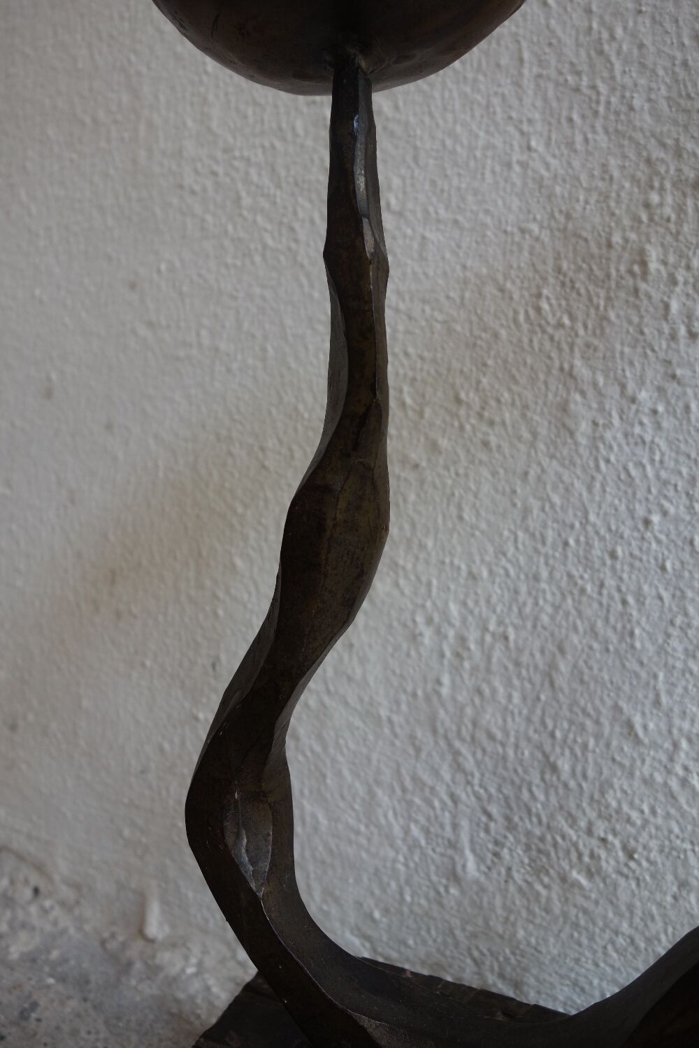 Brutalist wrought iron candle holder