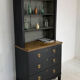 Antique black painted pine bookcase