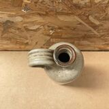 Antique beige enameled ceramic bottle vintage leaf decor