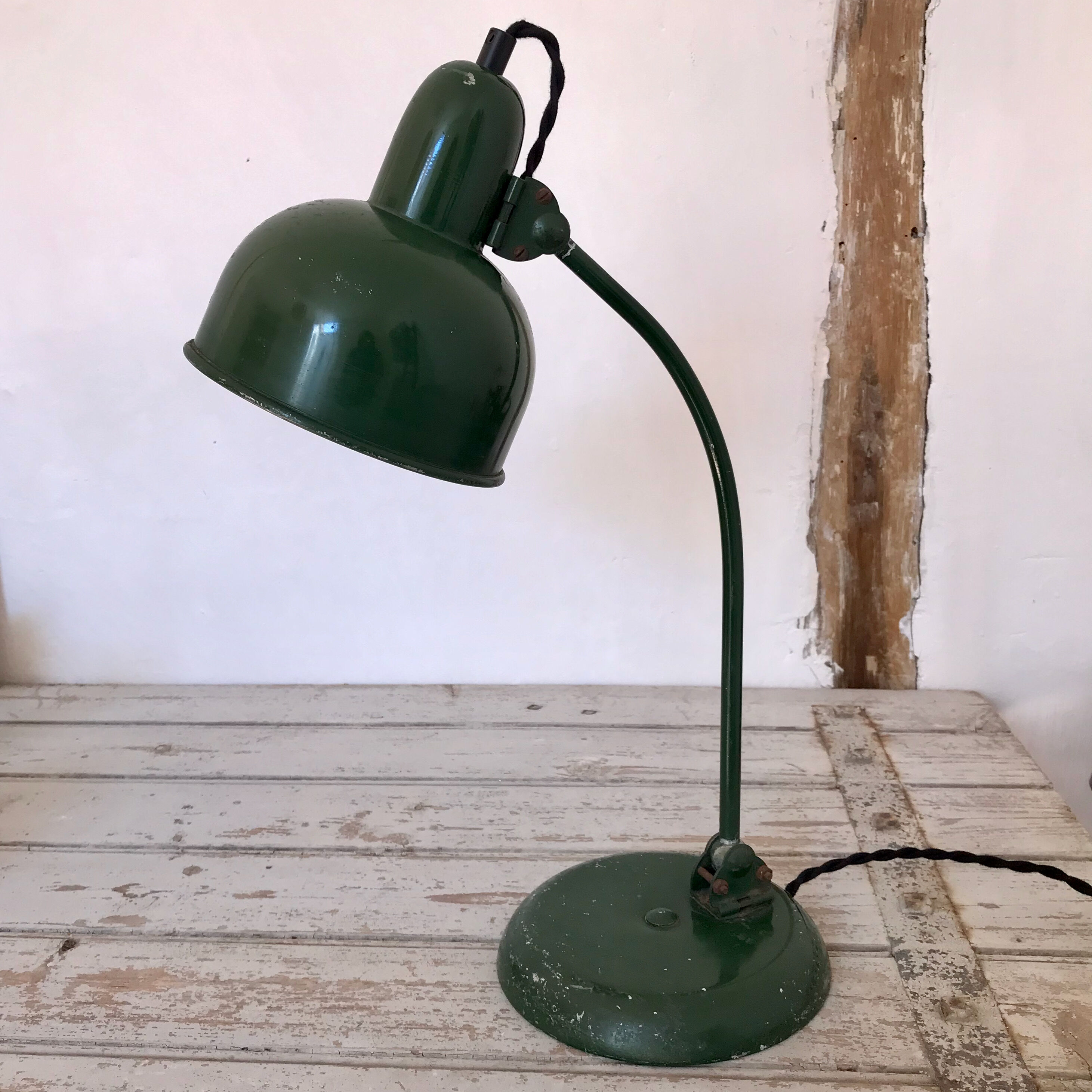 Green metal desk lamp