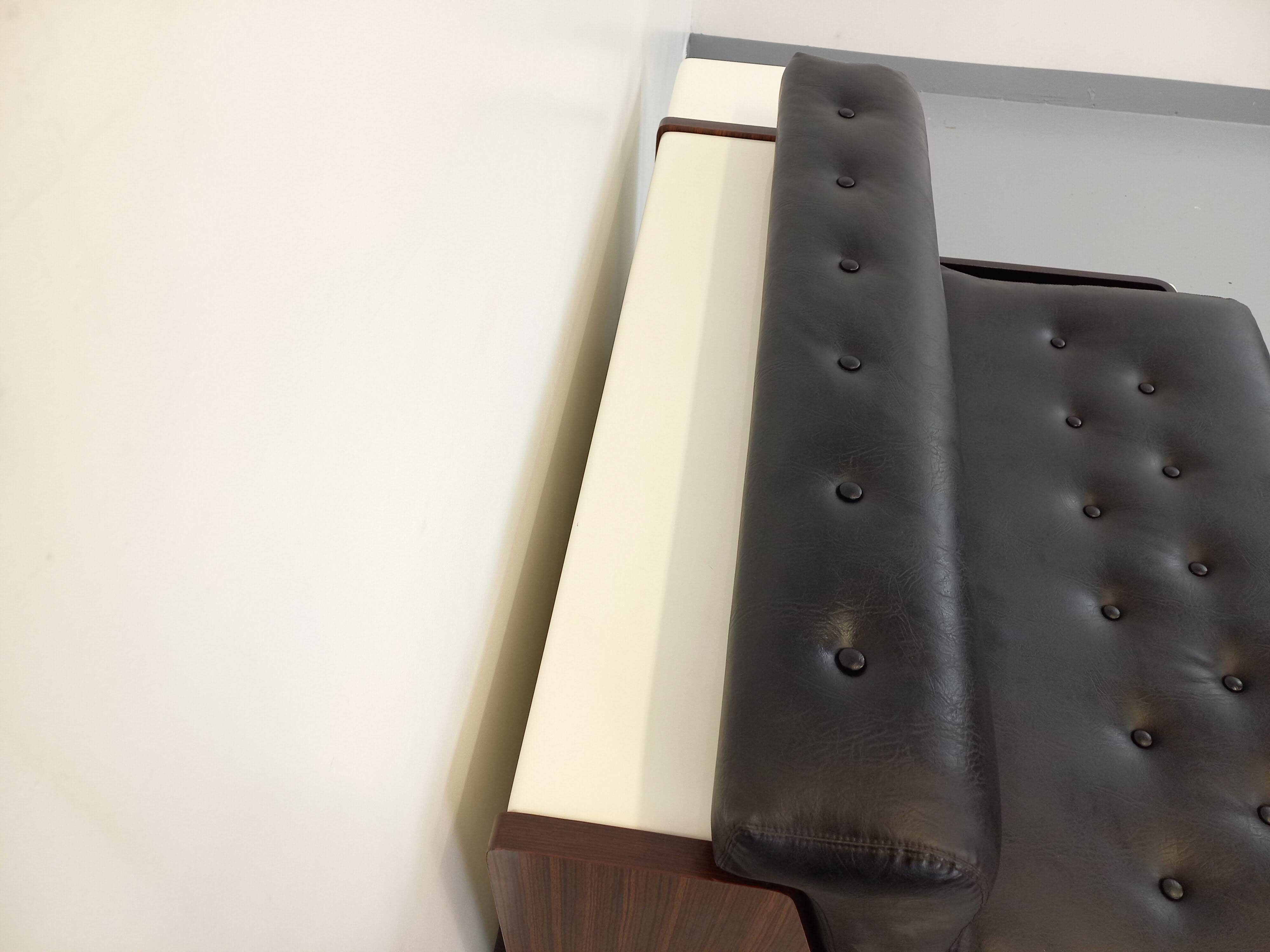 Vintage sofa bed bench with integrated lighting, Italian design Beka Tortuga, in skai, fiber