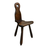 Mountain chair in solid wood, carved with a chisel, around 1960.