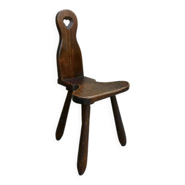 Mountain chair in solid wood, carved with a chisel, around 1960.