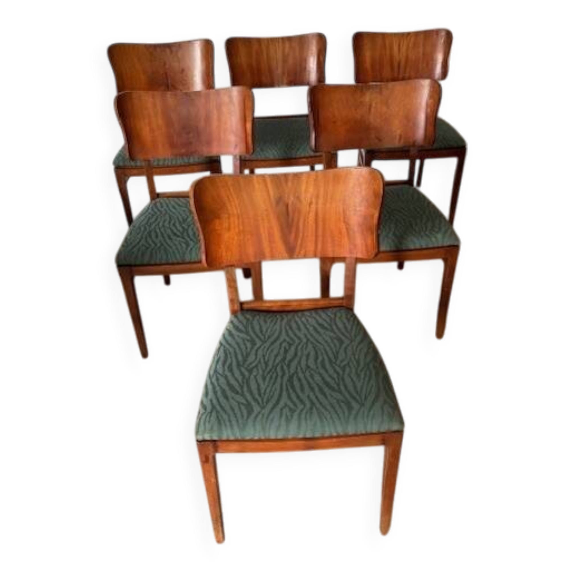 6 beech and teak chairs - Denmark 1940s