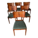6 beech and teak chairs - Denmark 1940s