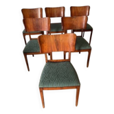 6 beech and teak chairs - Denmark 1940s