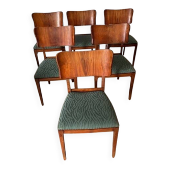 6 beech and teak chairs - Denmark 1940s