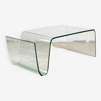 Table basse en verre courbé avec range-magazines