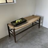 Oak and straw farm bench