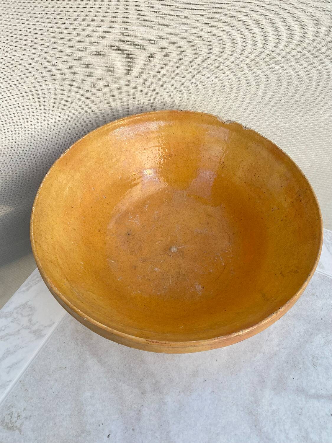 Old yellow glazed terracotta gresale