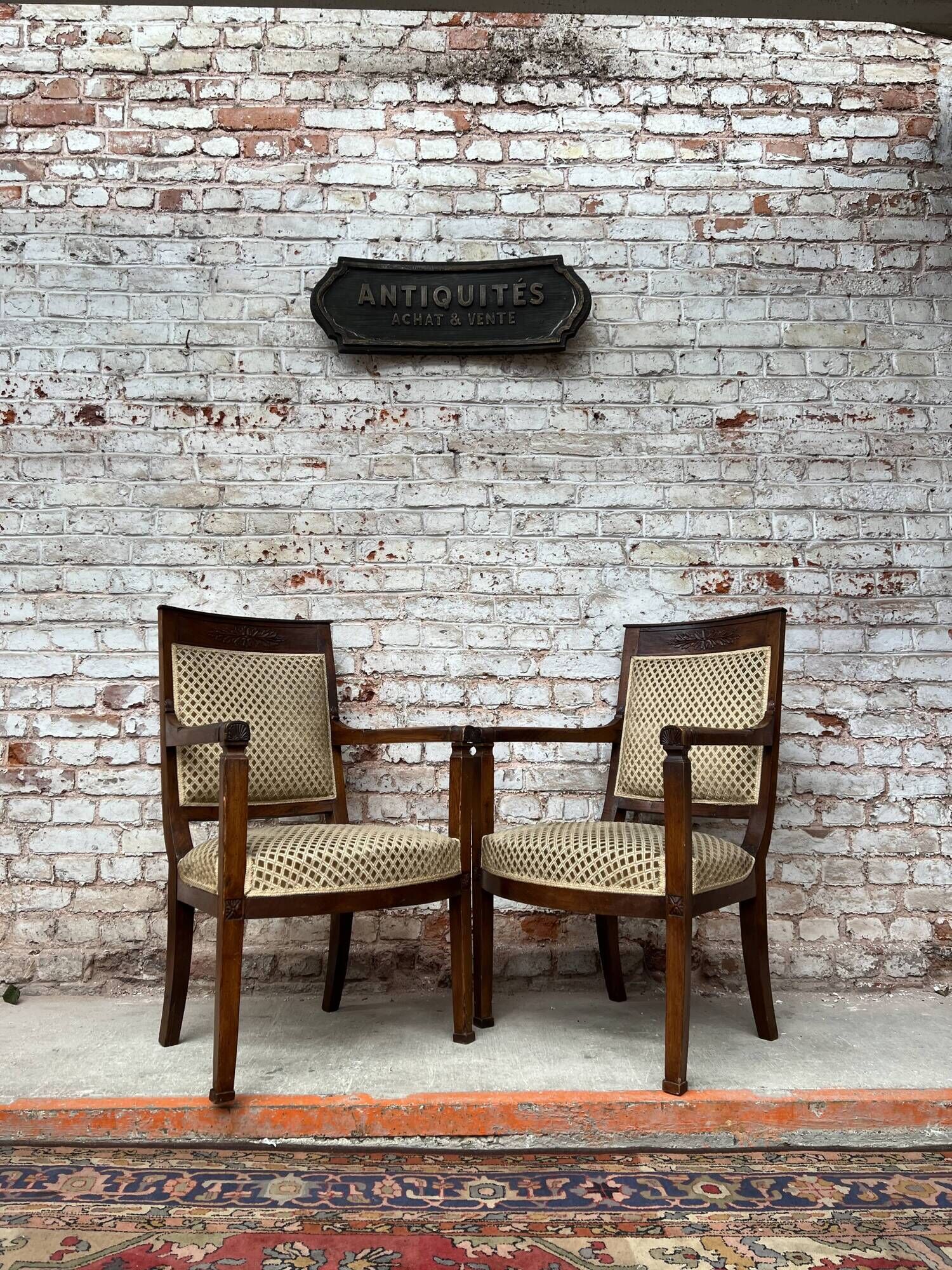 Pair of mahogany armchairs Empire XIXth century
