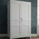 Antique Parisian wardrobe in white wood with shelves from the 1950s.