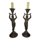 Pair of antique Egyptian-style spelter torches.