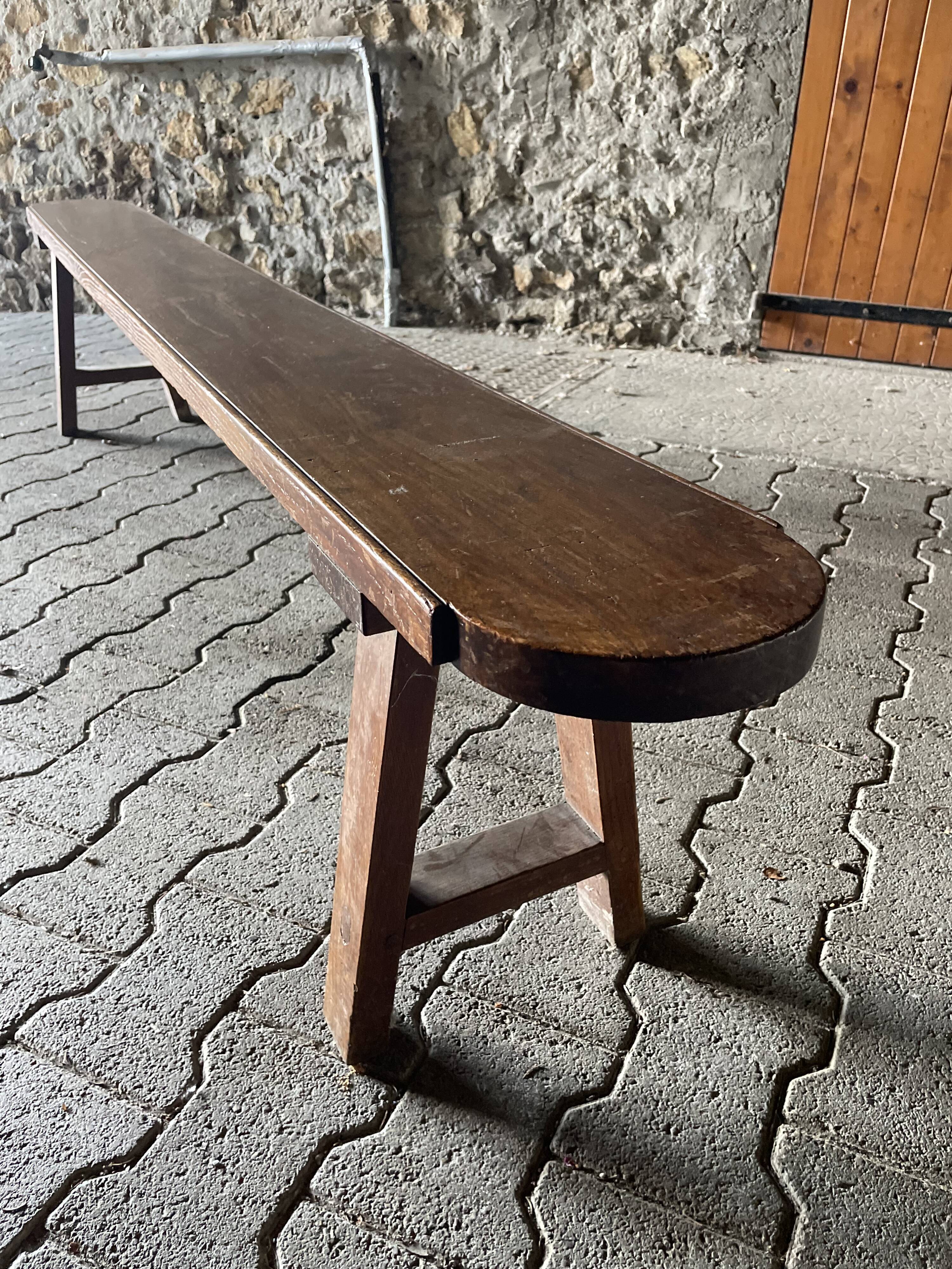 Pair of large solid oak farm benches