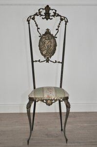 Hollywood regency chiavarine brass side chairs, 1930s, set of 2