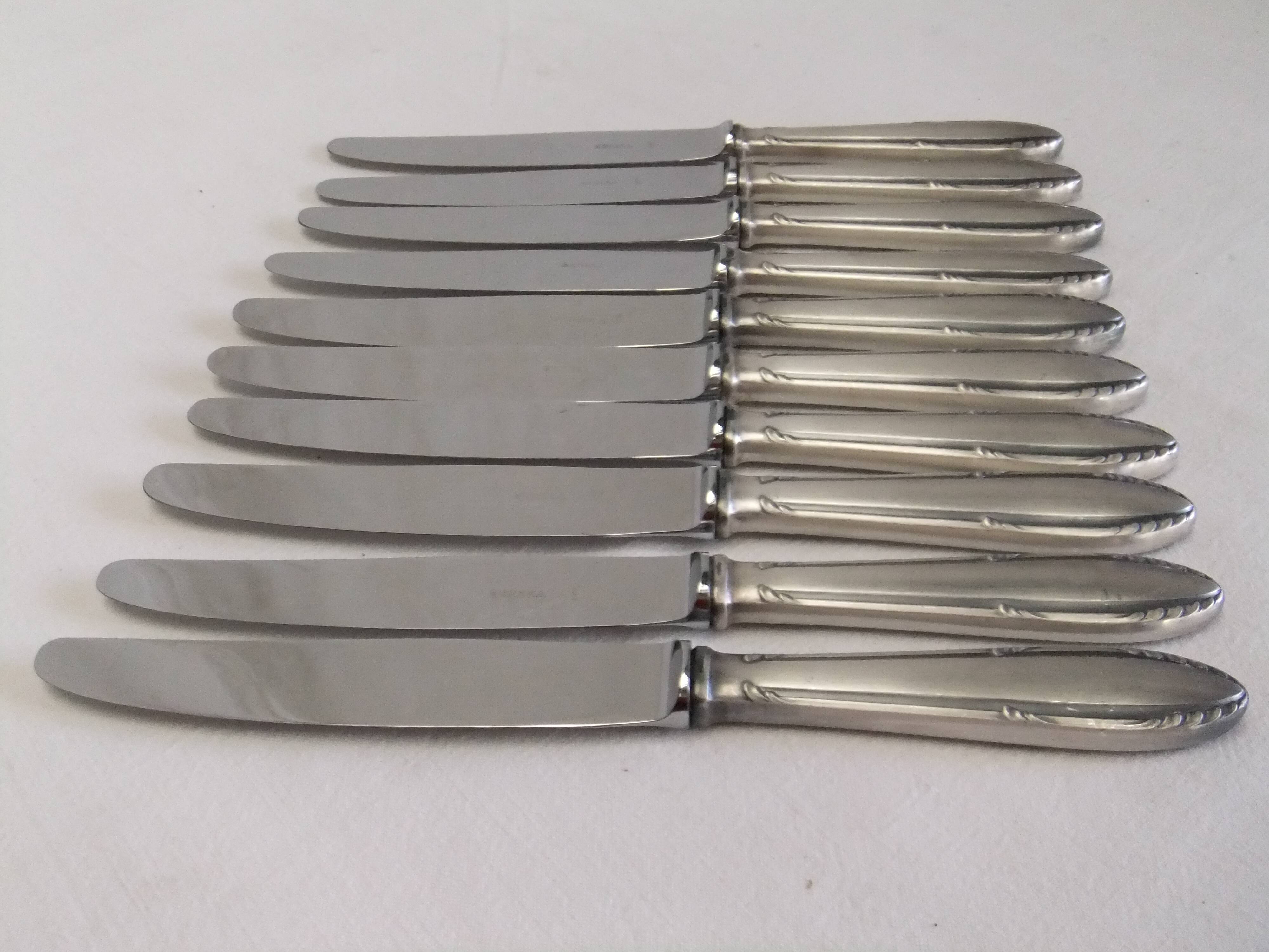 Reneka silver metal knives stainless steel blade filet service cutlery