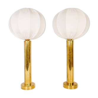 Pair of mid-century brass table lamps by Kosta Elarmatur, Sweden, 1960s.