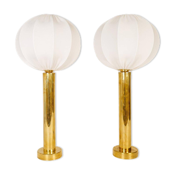 Pair of mid-century brass table lamps by Kosta Elarmatur, Sweden, 1960s.