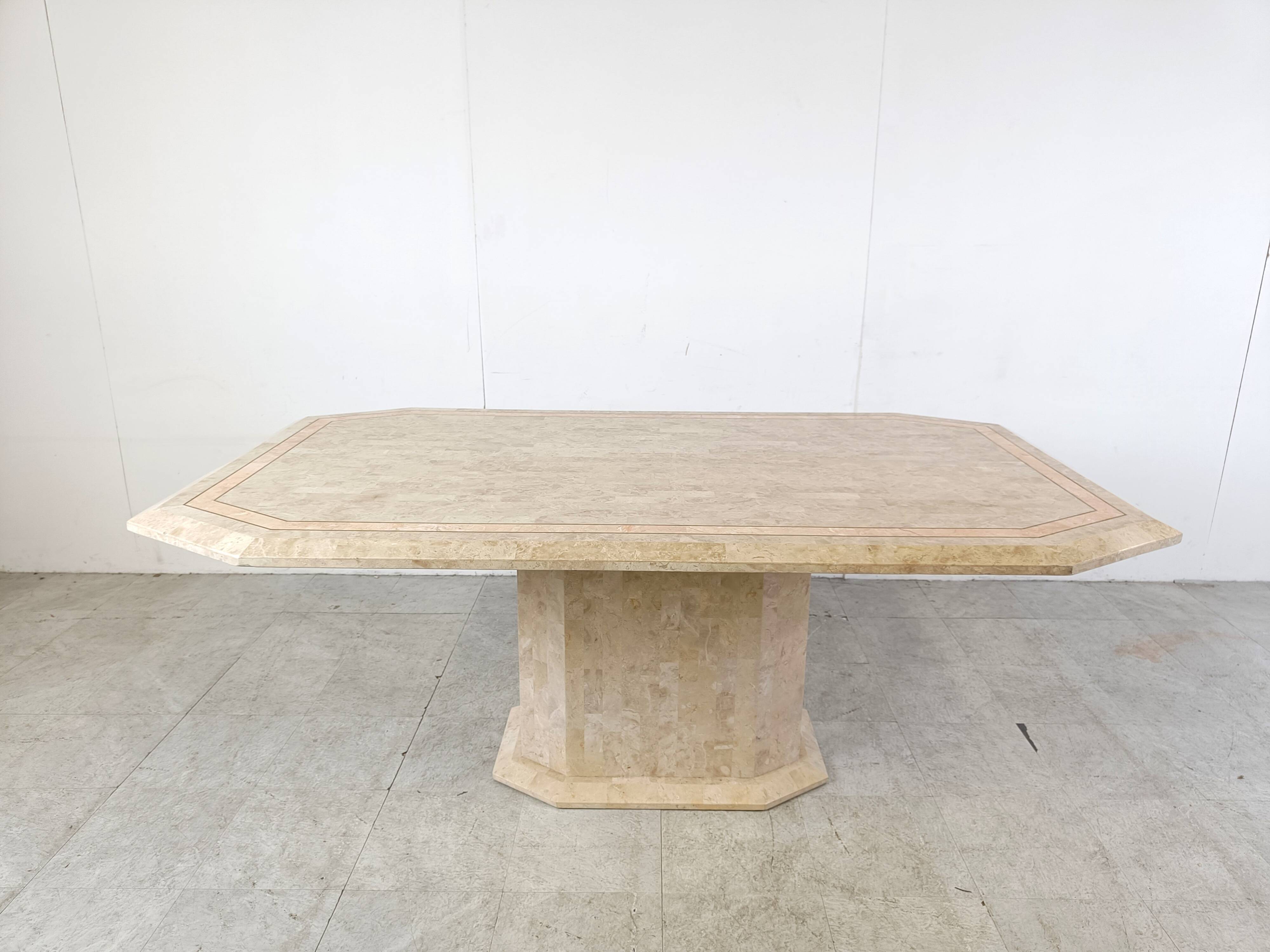Vintage tesselated stone dining table by Maithland smith, 1970s